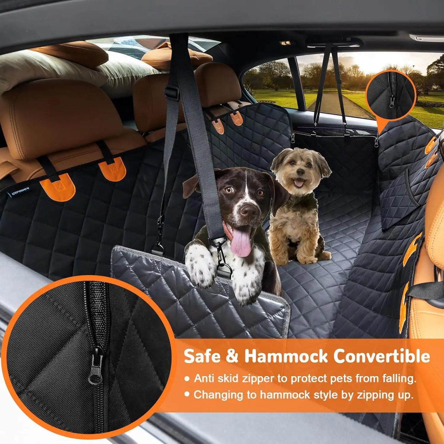 Heavy-Duty Waterproof Dog Car Seat Cover with Nonslip Hammock Design - Scratch-Proof Soft Back Seat Protector for Cars, Trucks, and SUVs