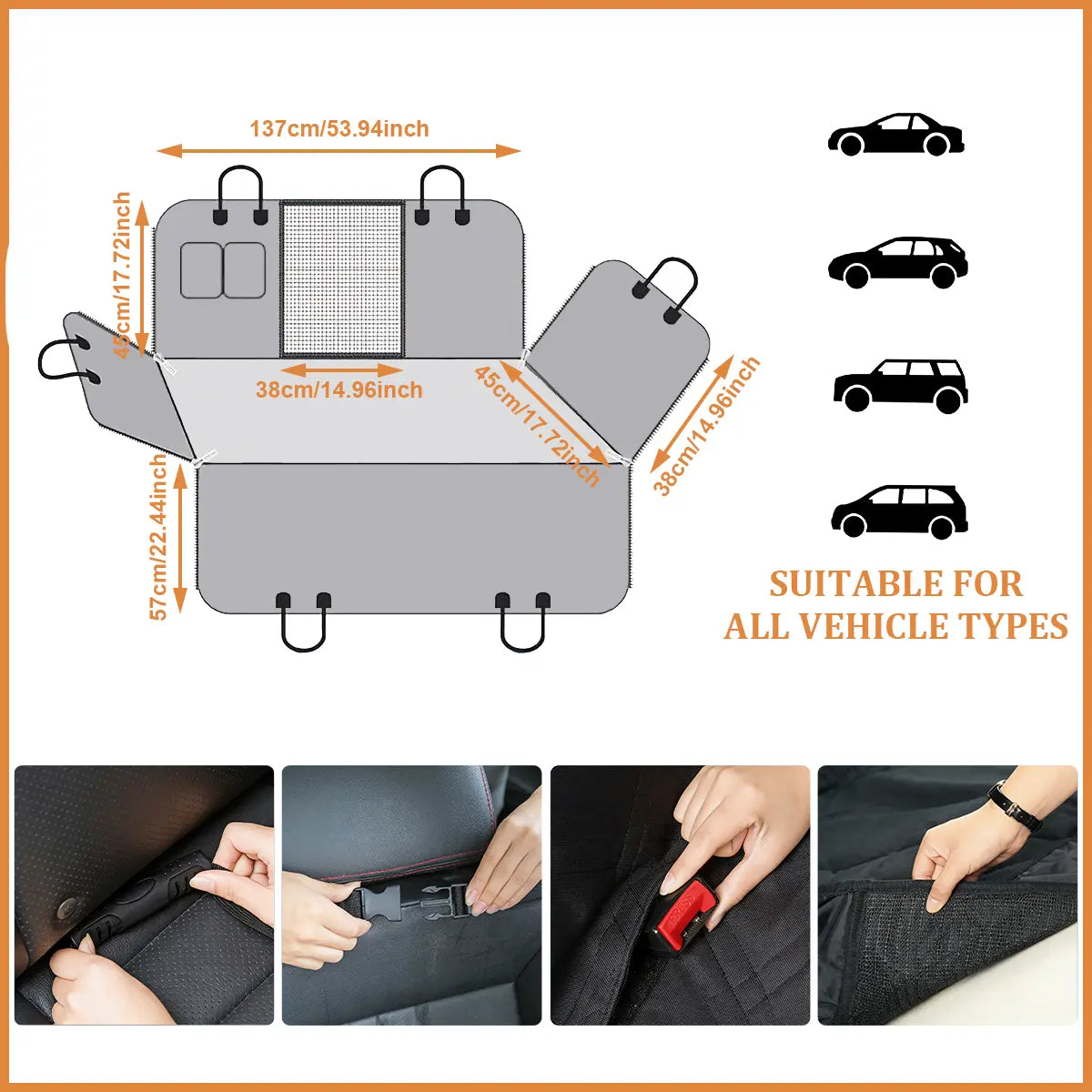 Heavy-Duty Waterproof Dog Car Seat Cover with Nonslip Hammock Design - Scratch-Proof Soft Back Seat Protector for Cars, Trucks, and SUVs