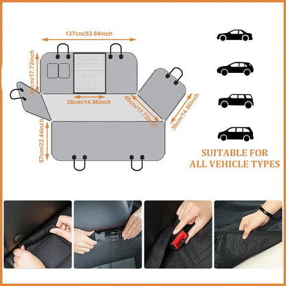 Heavy-Duty Waterproof Dog Car Seat Cover with Nonslip Hammock Design - Scratch-Proof Soft Back Seat Protector for Cars, Trucks, and SUVs
