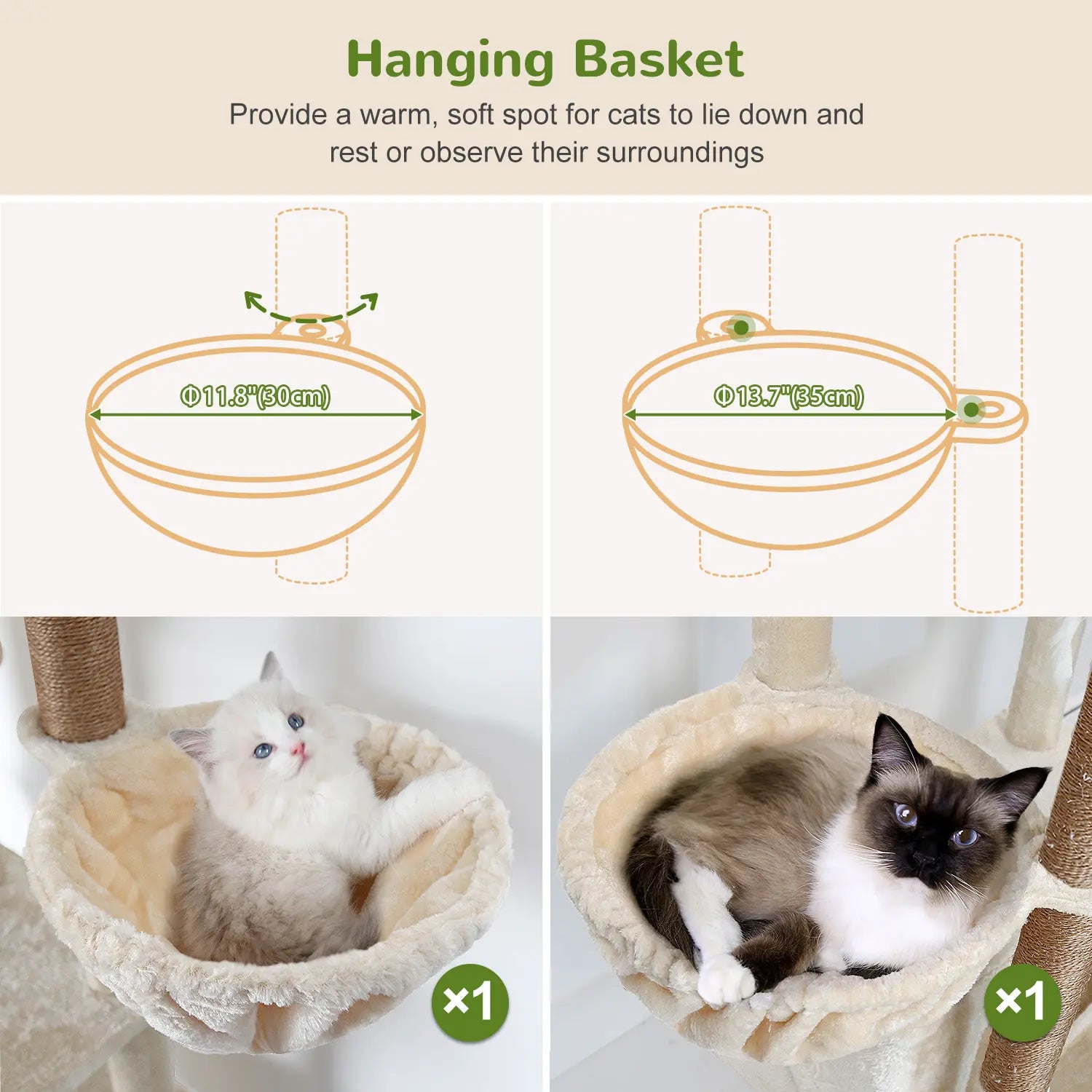 Globlazer Premium 82" Heavy-Duty Cat Mansion, Corner Space-Saving Furniture with Dual Condos and Seven Sisal Scratching Posts