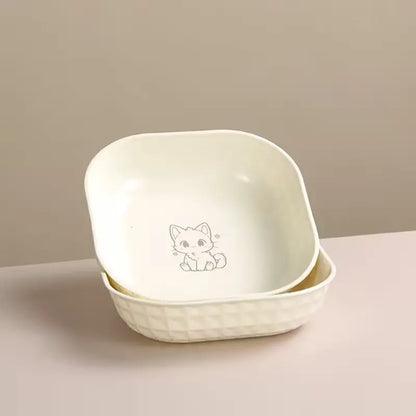 Set of 4 Leak-Proof Cat Bowls, Durable Plastic Pet Food & Water Bowl Set, Anti-Fatigue Design, Easy Clean, Ideal for Indoor Cats