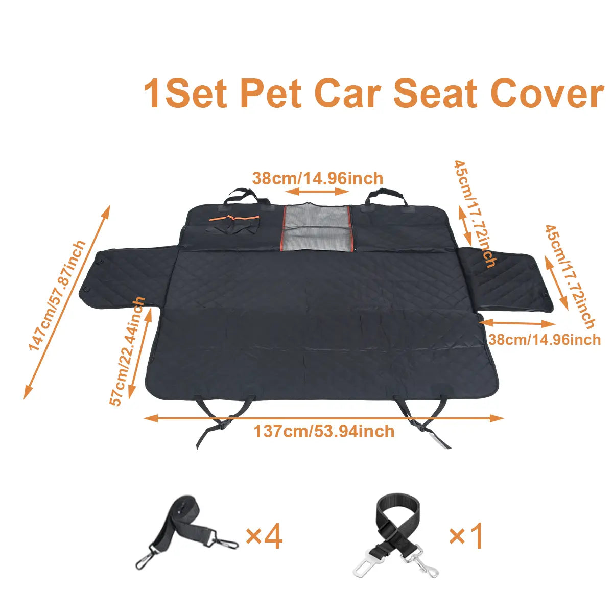 Heavy-Duty Waterproof Dog Car Seat Cover with Nonslip Hammock Design - Scratch-Proof Soft Back Seat Protector for Cars, Trucks, and SUVs