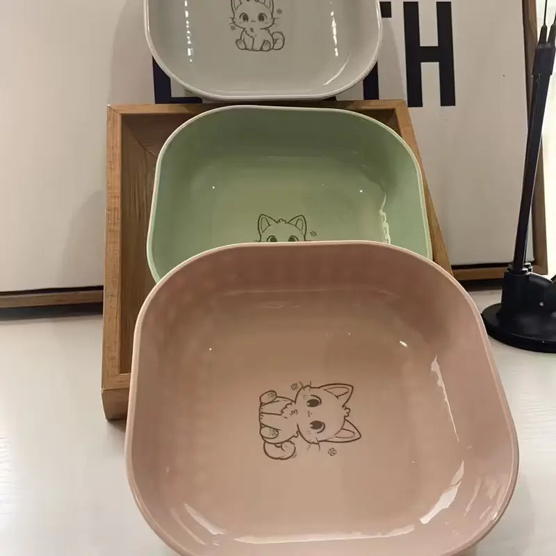Set of 4 Leak-Proof Cat Bowls, Durable Plastic Pet Food & Water Bowl Set, Anti-Fatigue Design, Easy Clean, Ideal for Indoor Cats
