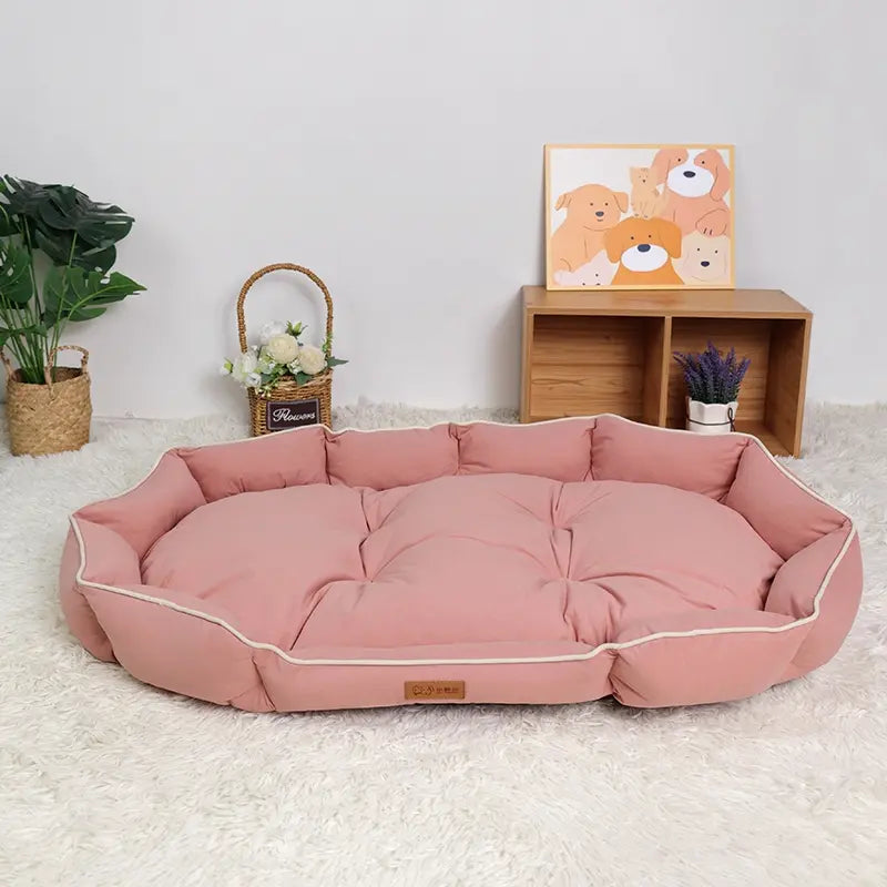 All-Season Anti-Slip Plush Dog Bed with Washable Cushion and Durable Base for Ultimate Comfort