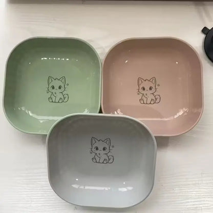 Set of 4 Leak-Proof Cat Bowls, Durable Plastic Pet Food & Water Bowl Set, Anti-Fatigue Design, Easy Clean, Ideal for Indoor Cats