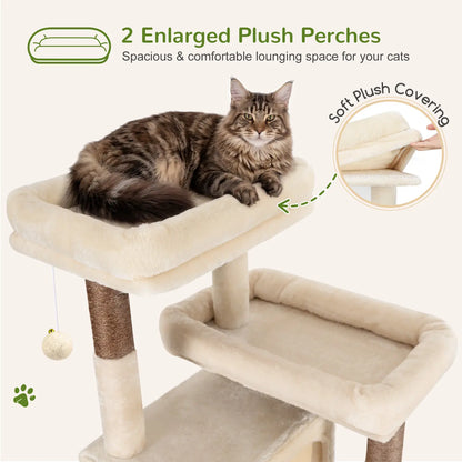 Globlazer Premium 82" Heavy-Duty Cat Mansion, Corner Space-Saving Furniture with Dual Condos and Seven Sisal Scratching Posts